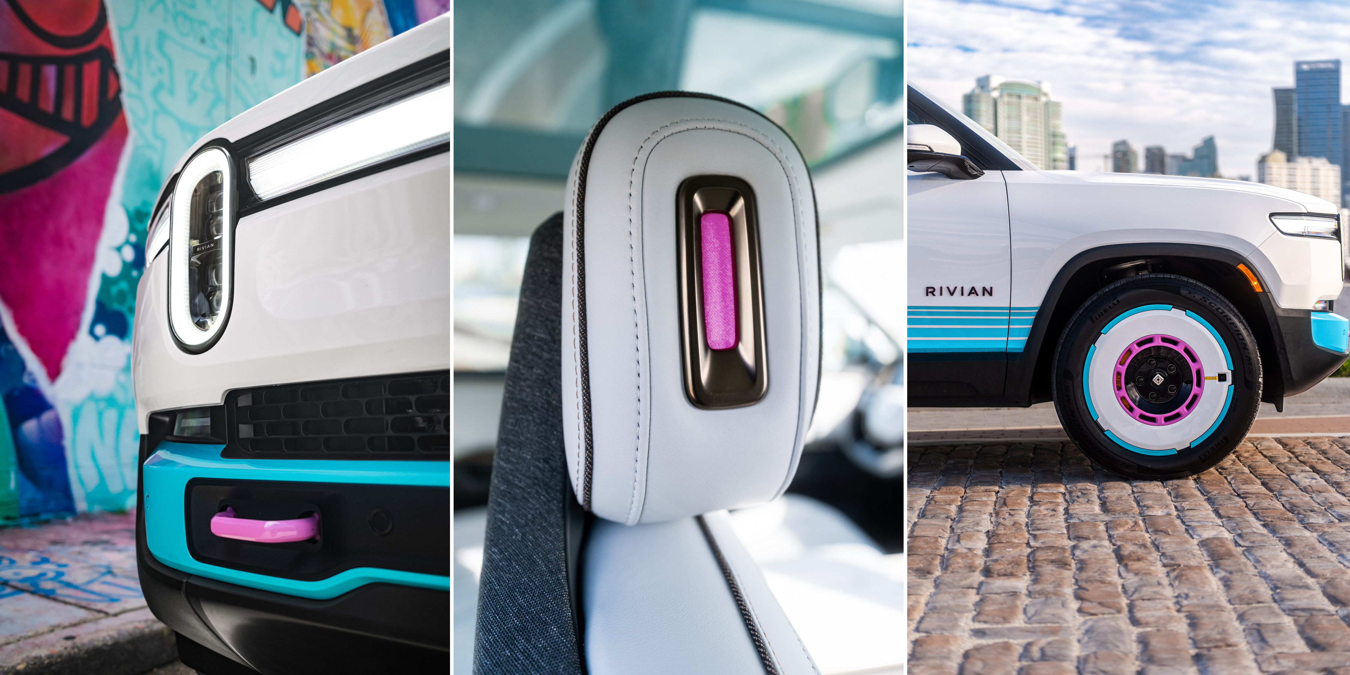 Design details of the Rivian R1S Quad Miami Edition