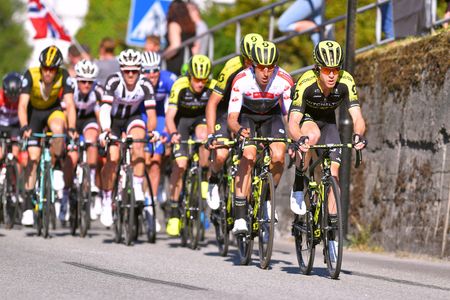 Cameron Meyer (Mitchelton-Scott) leads the bunch at tour des Fjords