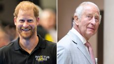 A composite of Prince Harry and King Charles during separate visits in July 2026