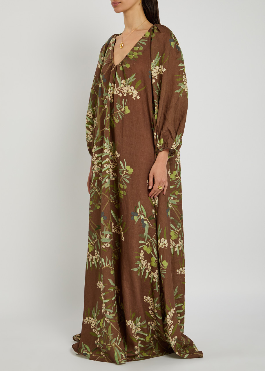 Georgio Printed Linen Maxi Dress