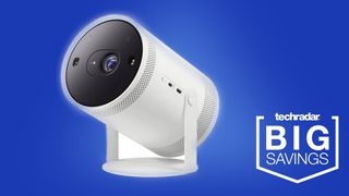 Samsung The Freestyle projector on blu background