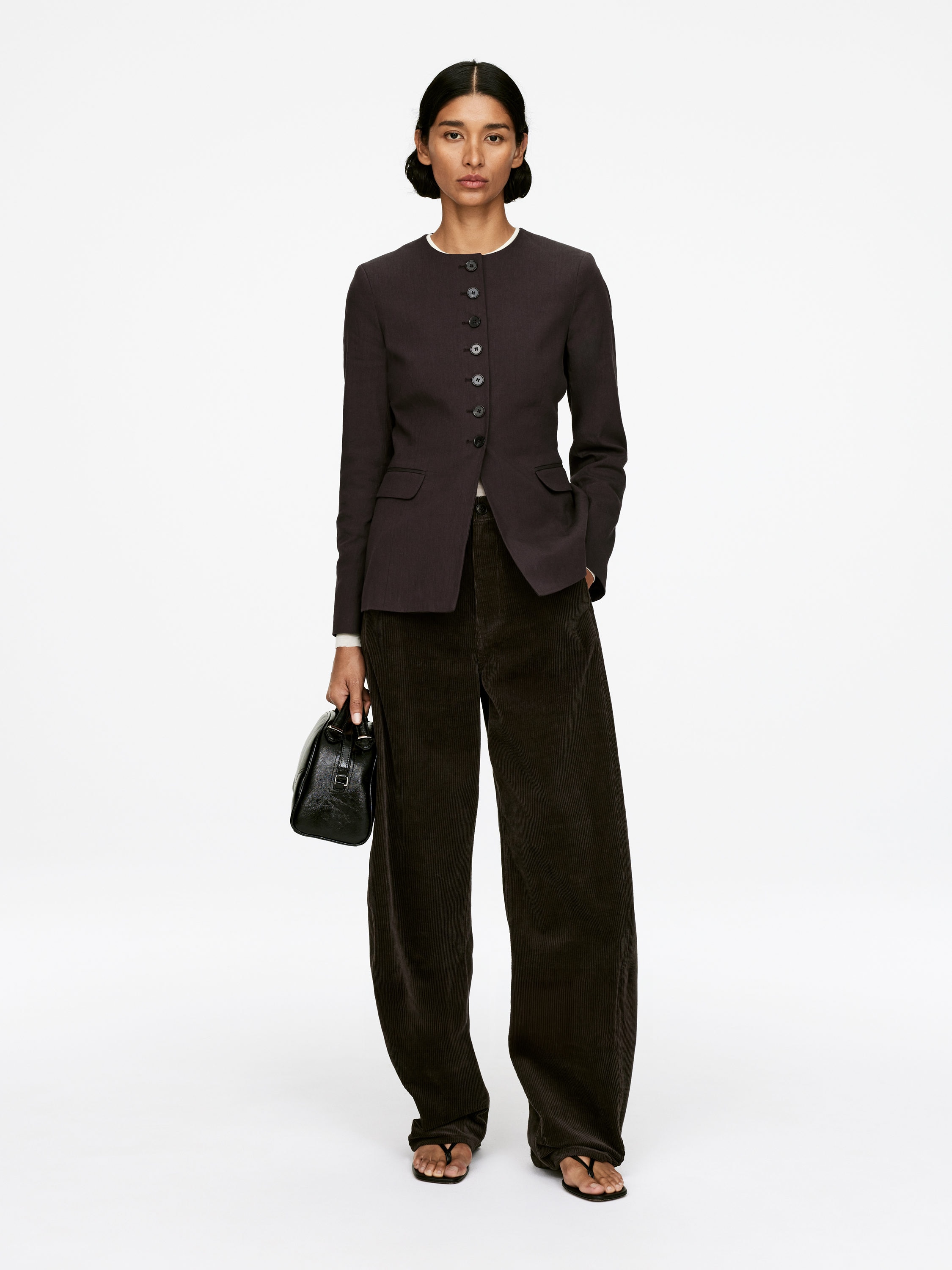 Linen-Blend Blazer &amp;ndash; Dark Brown &amp;ndash; Women &amp;ndash; Arket Gb