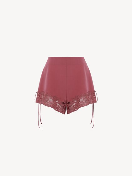 Lace-Trimmed Lingerie Shorts in Crêpe De Chine