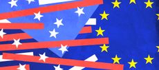 The American and EU flags.