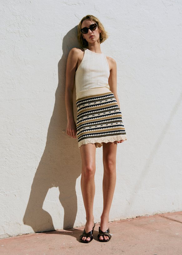 Janelle Skirt - Ecru/ Black - Organic Cotton - Organic Textile - S&amp;eacute;zane