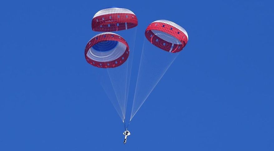 Parachutes being developed for Boeing&#039;s CST-100 Starliner undergo a reliability test using a &quot;dart&quot; in place of the crew capsule.