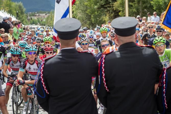 The local color guard was on hand in Breckenridge to start the race.