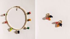 Jewellery with fruit and vegetables on bracelets and earrings
