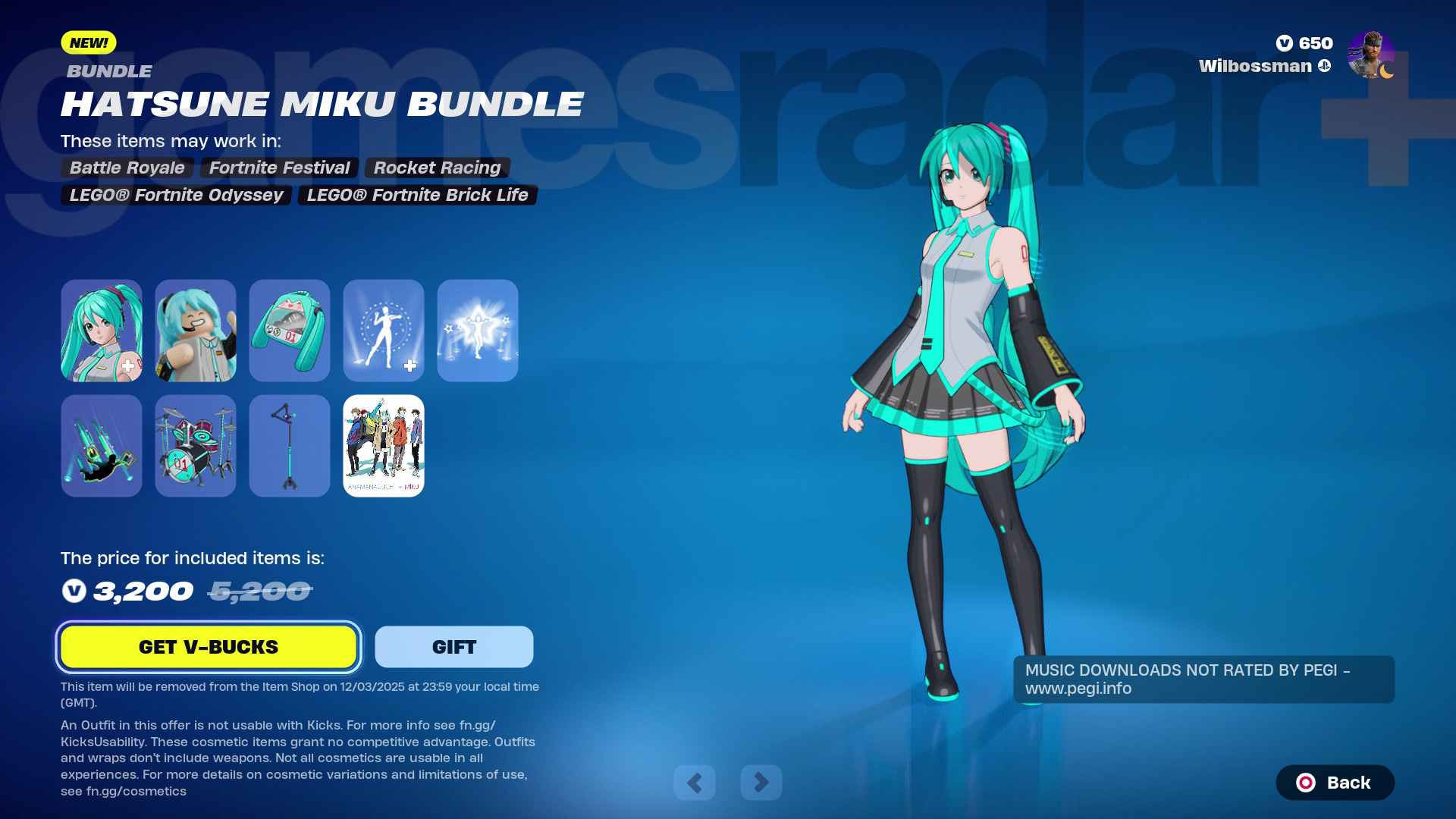 Fortnite Hatsune Miku outfit in the Item Shop