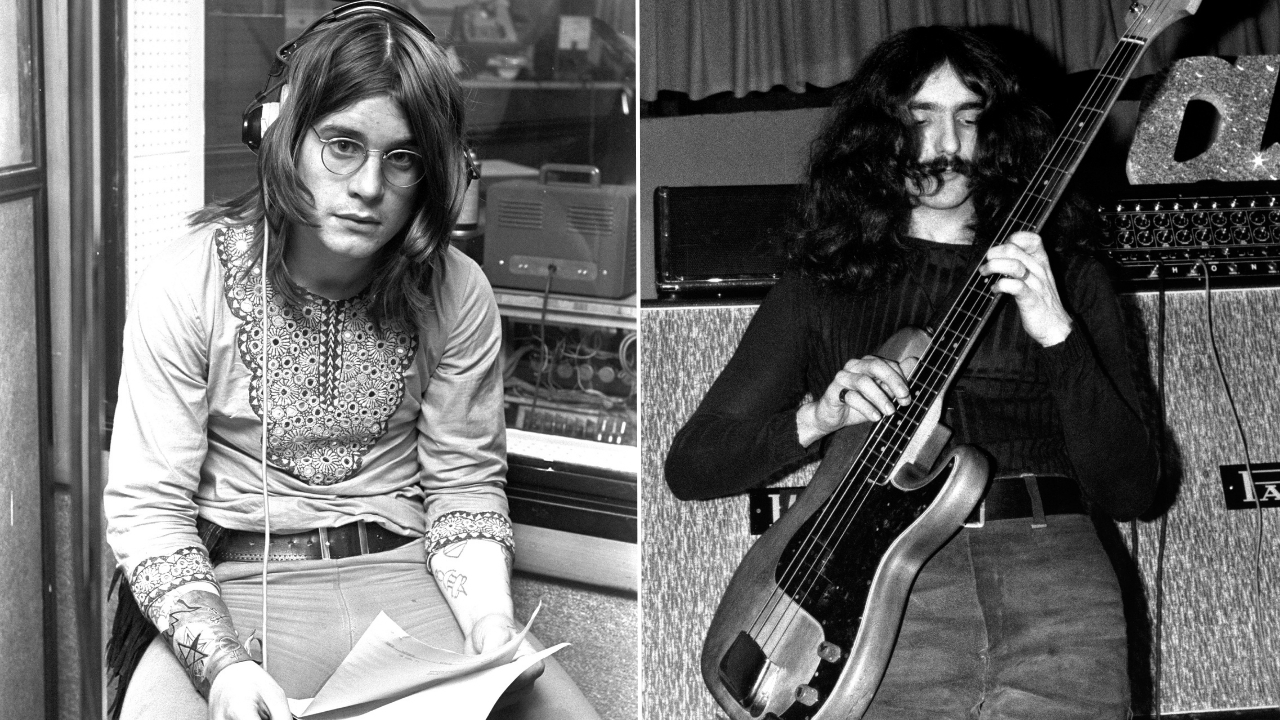 STAR CLUB Photo of BLACK SABBATH and Geezer BUTLER, Geezer Butler performing on stage as 'Earth'. Ozzy Osbourne of Black Sabbath 