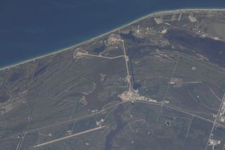 Kennedy Space Center as seen from International Space Station by NASA astronaut Douglas Wheelock