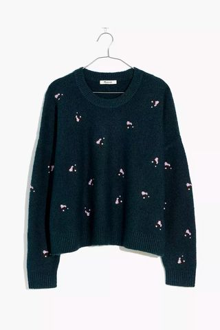 Madewell Plus Embroidered Cross-Stitch Floral Pullover Sweater