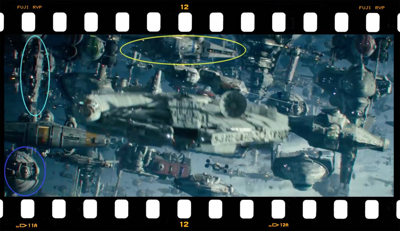 Here you can see aPelta-class frigate (yellow), a Nebulon-Bescort frigate (light blue) and a Vakbeor-class cargo frigate (dark blue).