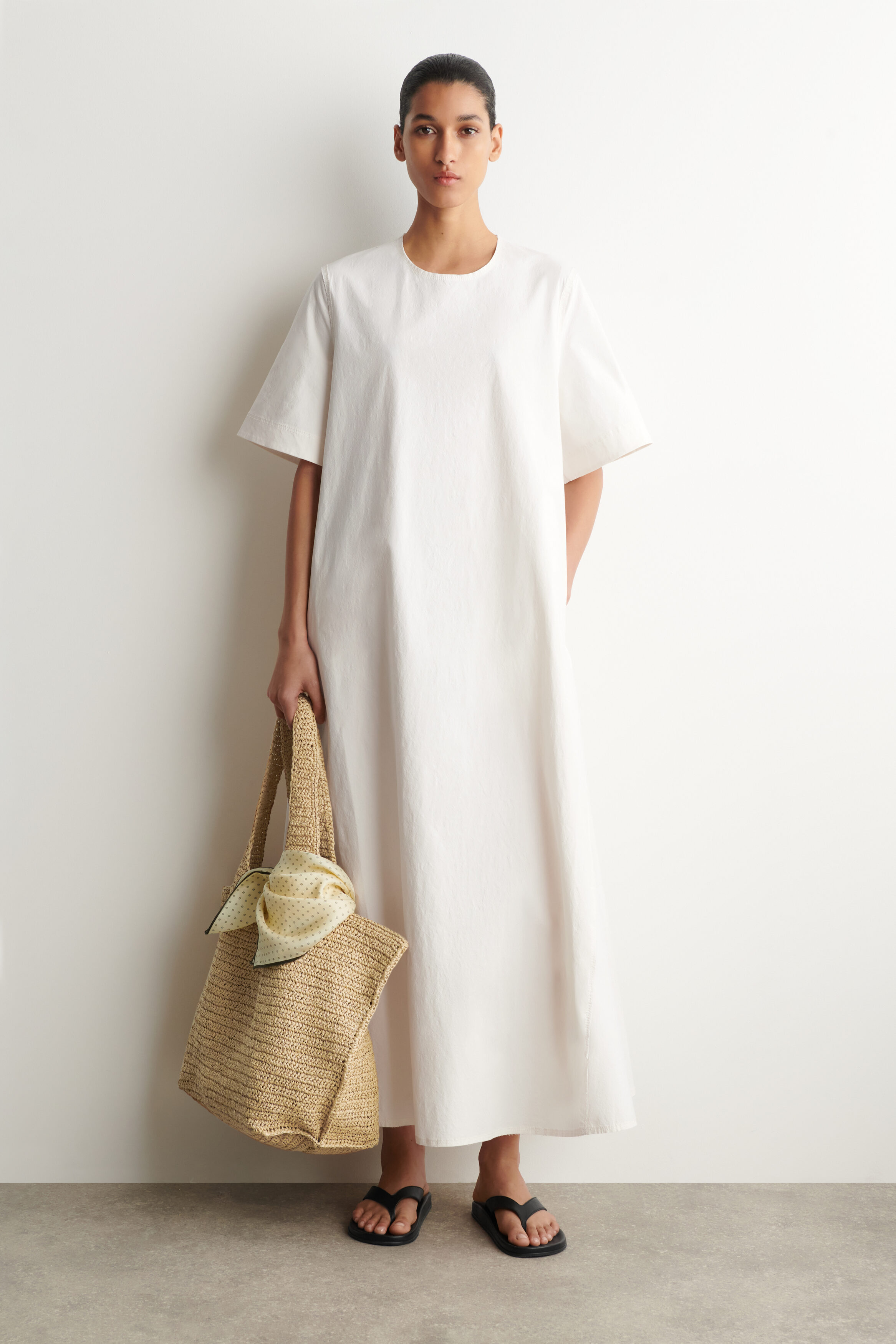 Raw-Cut Cotton Midi Dress