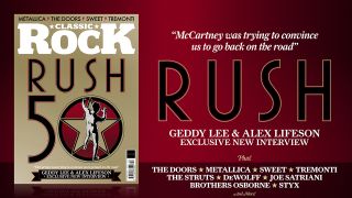 The cover of Classic Rock 336, featuring Rush's 'starman' logo