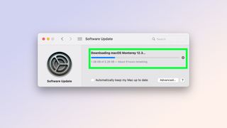The macOS 12.3 download has started in Software Update