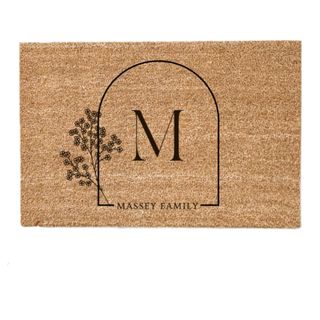 personalized doormat from etsy with flowers