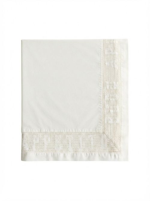 Lace-Trimmed Cotton Tablecloth - White