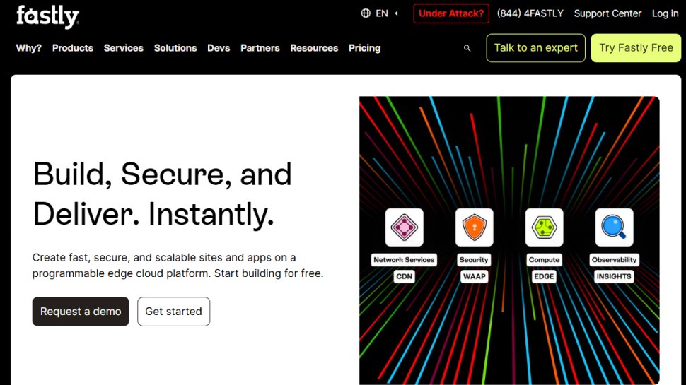 Website screenshot of Fastly (September, 2025)