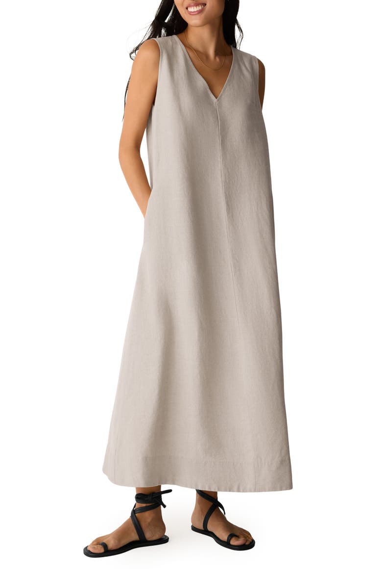 Sleeveless Organic Linen Midi Shift Dress