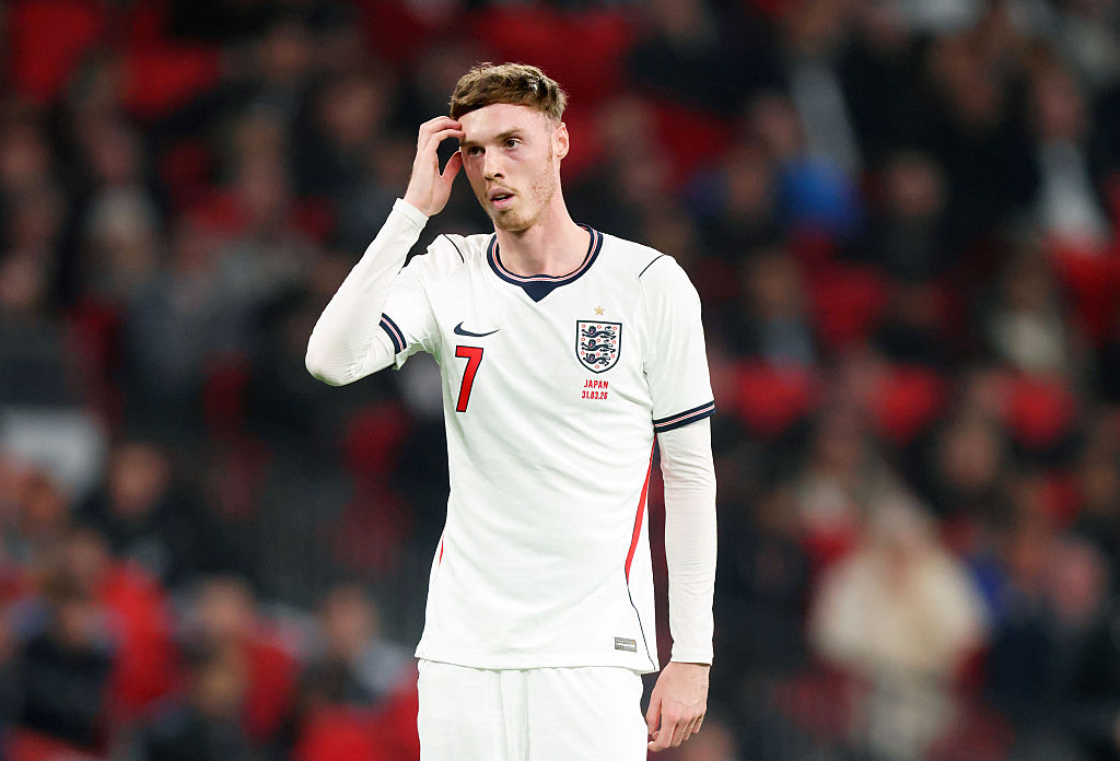 Cole Palmer of England reacts during the international friendly match between England and Japan at Wembley Stadium on March 31, 2026 in London, England.