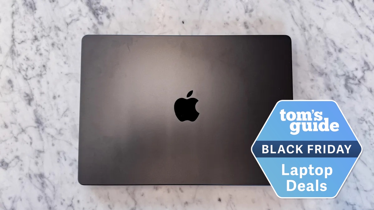MacBook Pro M5 with Black Friday label