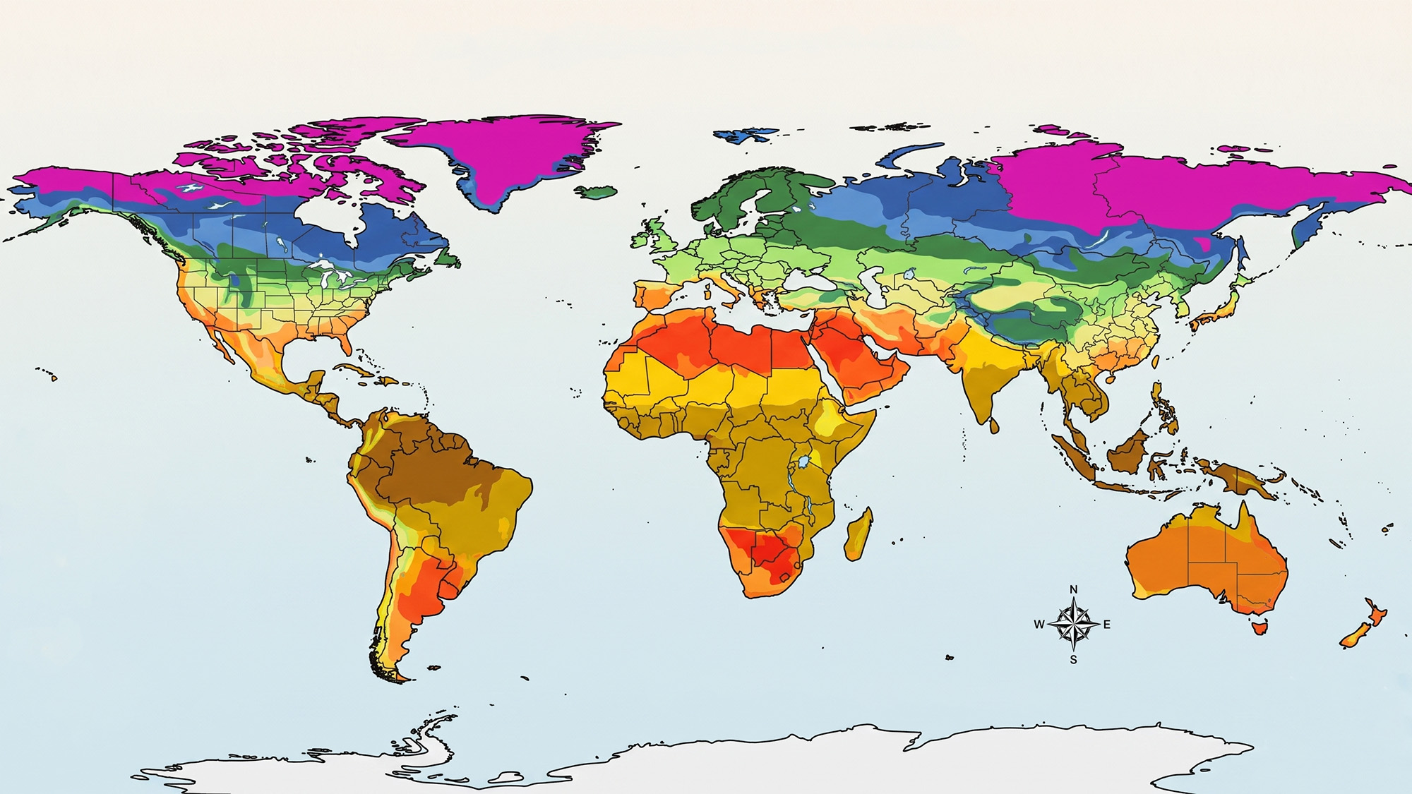 AI generated illustration showing example world hardiness zones