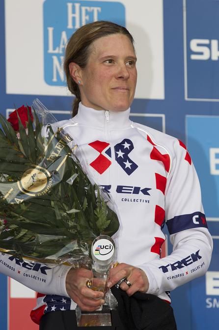 Katie Compton on the podium in Namur
