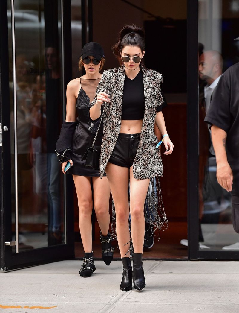 Kendall Jenner Black Leather Combat Boots Street Style 2021