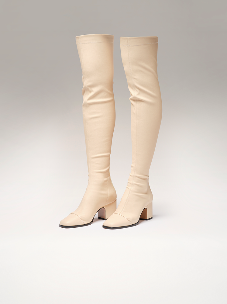 Whisper - Over the Knee Boots - Pompeii White