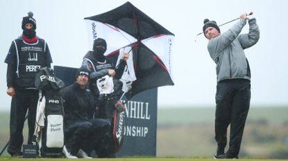 Eddie Pepperell hitting a shot during the second round of the 2022 Alfred Dunhill Links Championship