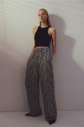 Linen-Blend Pull-On Pants