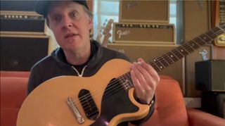 A still from Joe Bonamassa's Guitar World video lesson, with a TV Yellow '57 Les Paul Junior as the subject