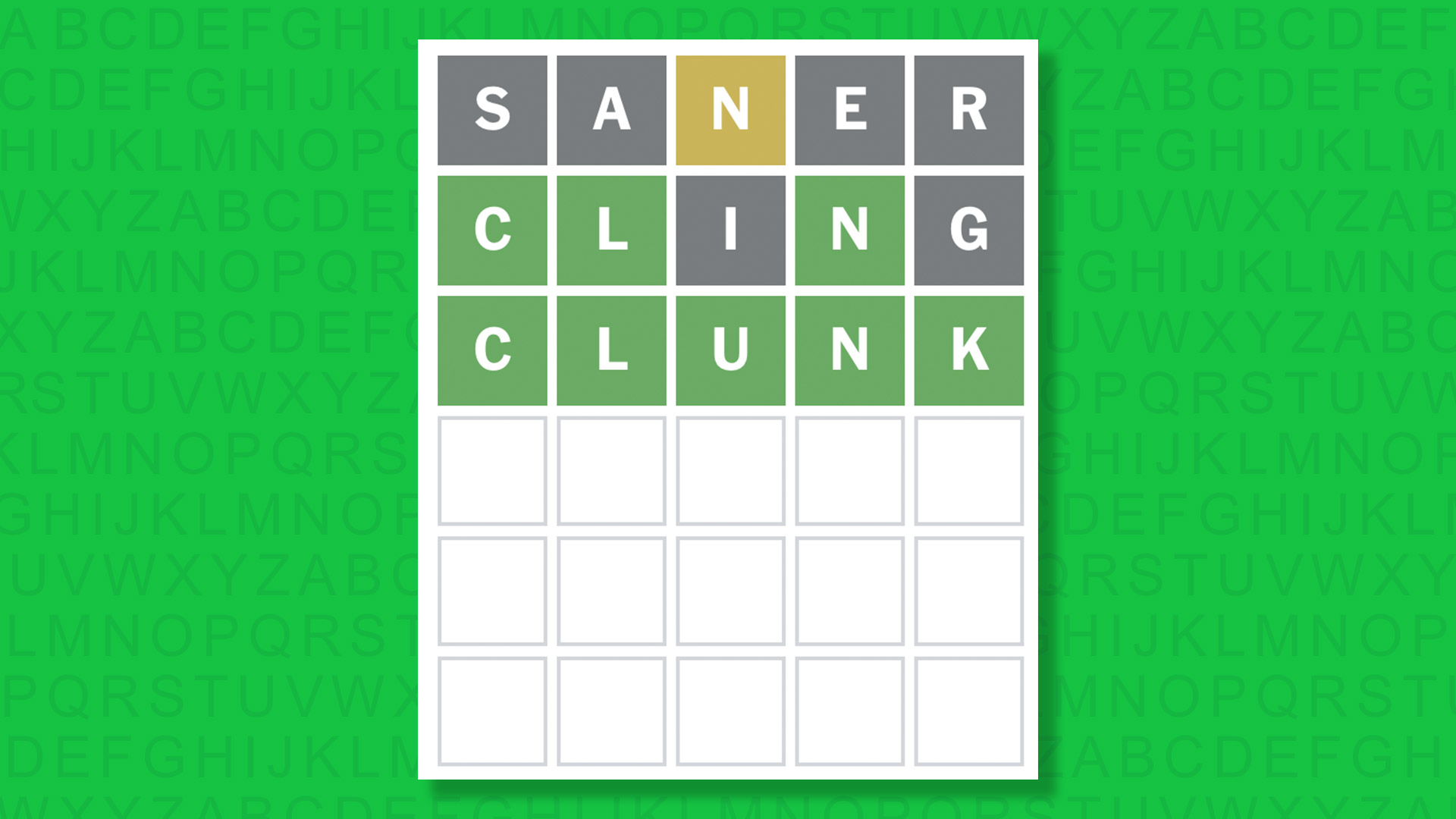 NYT Wordle answer for game 1877 on a green background