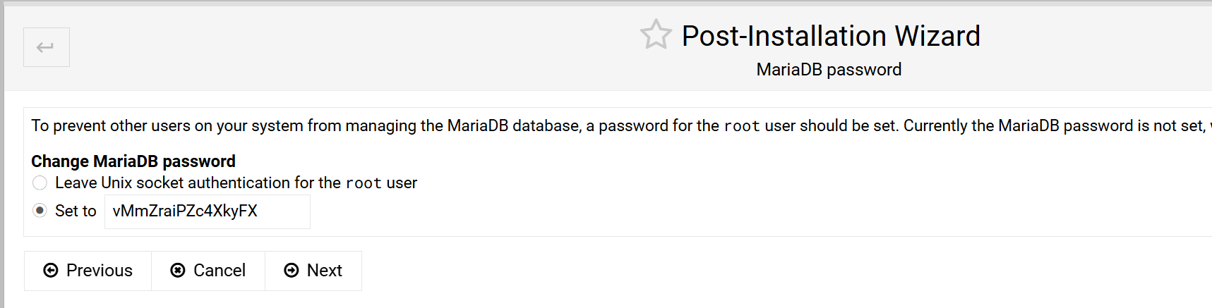 MariaDB password