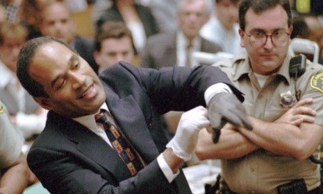 In one of the most famous scenes of O.J. Simpson&amp;#039;s 1995 trial, the defendant grimaces as he tries to squeeze on one of the leather gloves linked to his ex-wife&amp;#039;s murder.