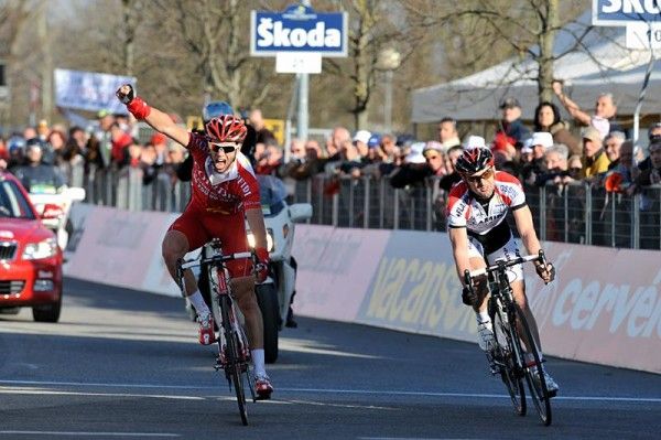 France's Julien El Far&egrave;s (Cofidis) wins Tirreno-Adriatico stage one in Capannori.