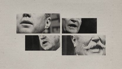 Photo collage of close-ups of mouths of Robert F Kennedy, Dwight D Eisenhower, Richard Nixon, and William Howard Taft.