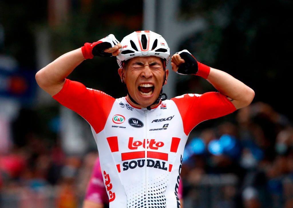 Caleb Ewan (Lotto Soudal) can't hide his feelings after winning stage 8 of the Giro d'Italia