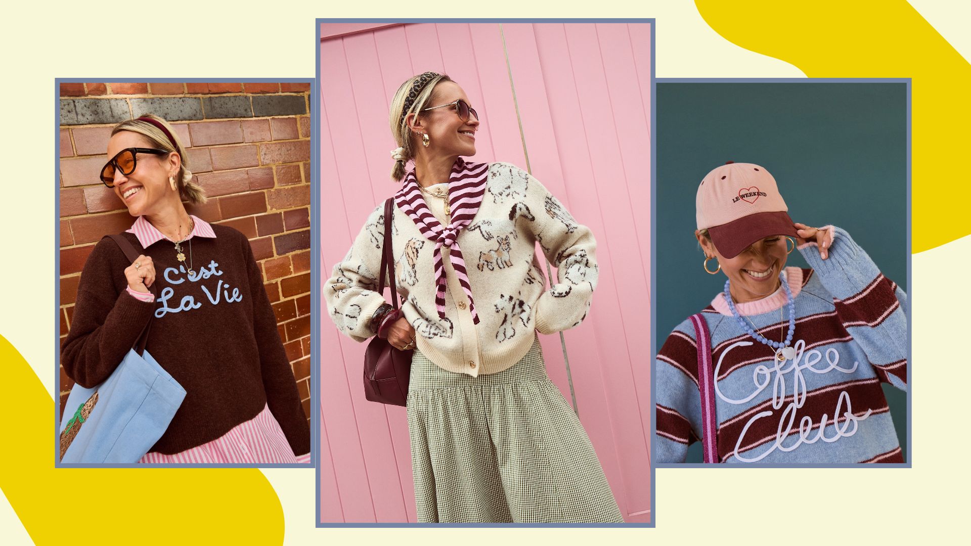 three model shots from the new accessorize x good manners style collab