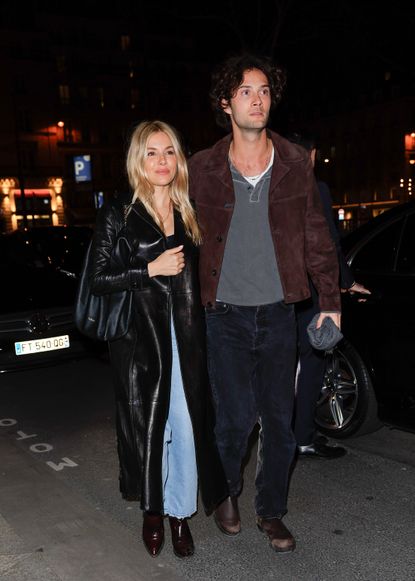 Sienna Miller Just Wore a Black Leather Trench Coat | Who What Wear