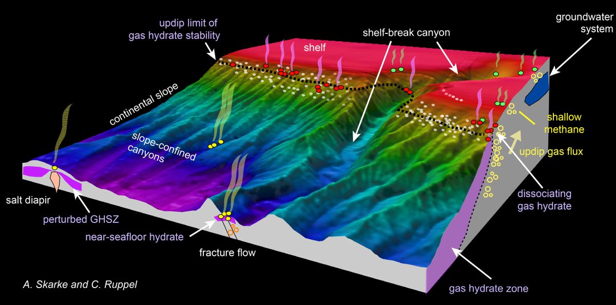 Location of East Coast methane seeps