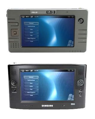 Two samples of soon-to-ship UMPCs from Asus (top) and Samsung (bottom)