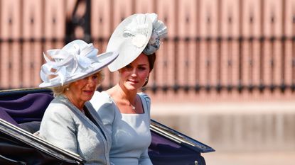 Kate middleton and Camilla riding in carriage