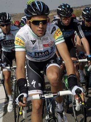 Alberto Contador (Saxo Bank Sungard) wears the Volta Ciclista a Catalunya leader's jersey.