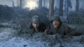 Muck and Penkala. screaming, in their foxhole just before they are killed in Band of Brothers