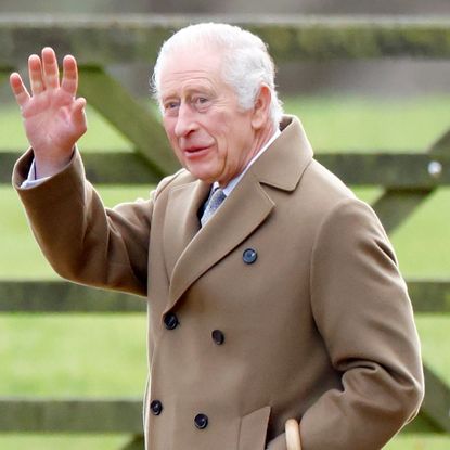  King Charles III attends the Sunday service at the Church of St Mary Magdalene on the Sandringham estate on January 7, 2024 in Sandringham, England. 