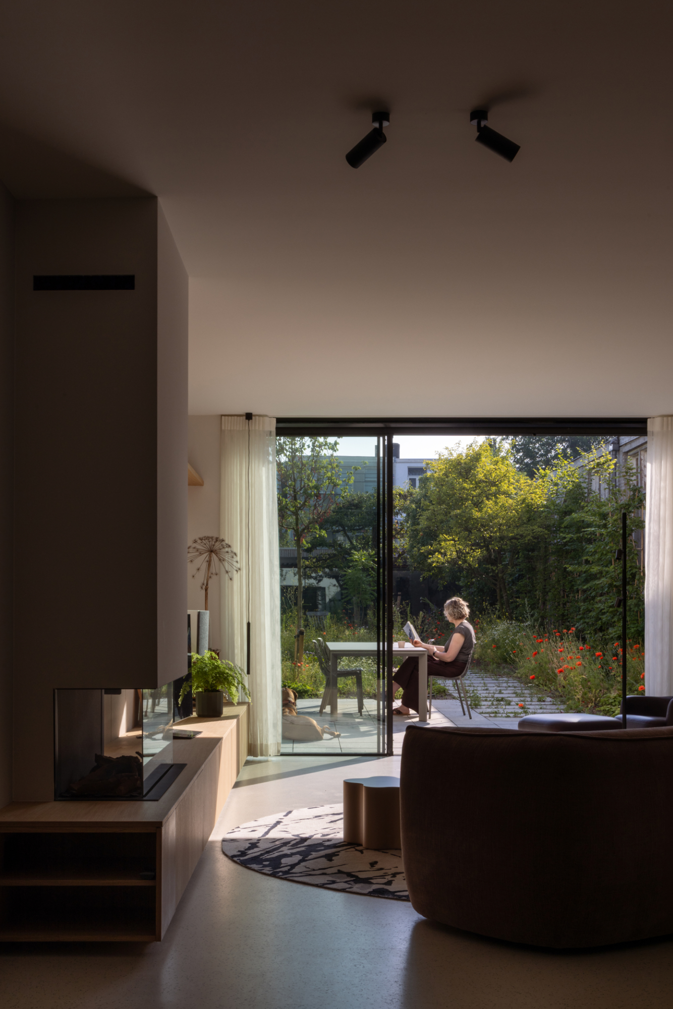 Looking out into the garden from the refurbished ground floor