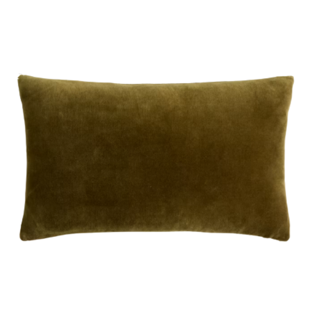 Cotton Velvet Pillow Cover in Olive