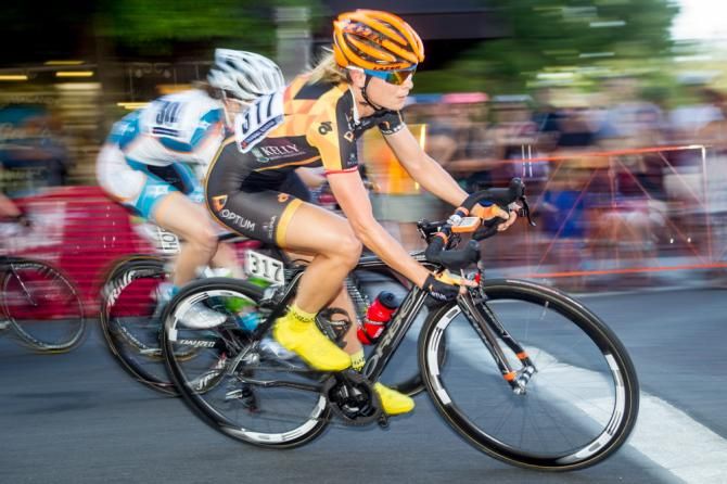 Lauren Hall (Optum) rides near the front before taking the win.